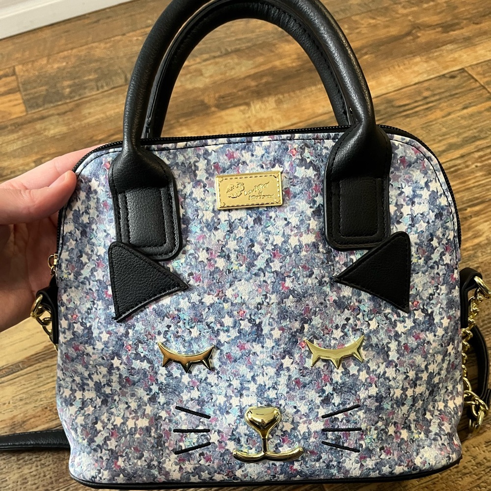 Betsey Johnson Floral Cat Crossbody Bag - Black and Gray - Picture 7 of 11